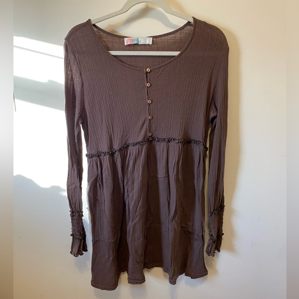 Free People Beach High Tides mini dress coverup brown size medium